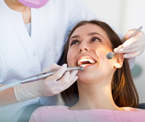 Woman receiving a dental checkup