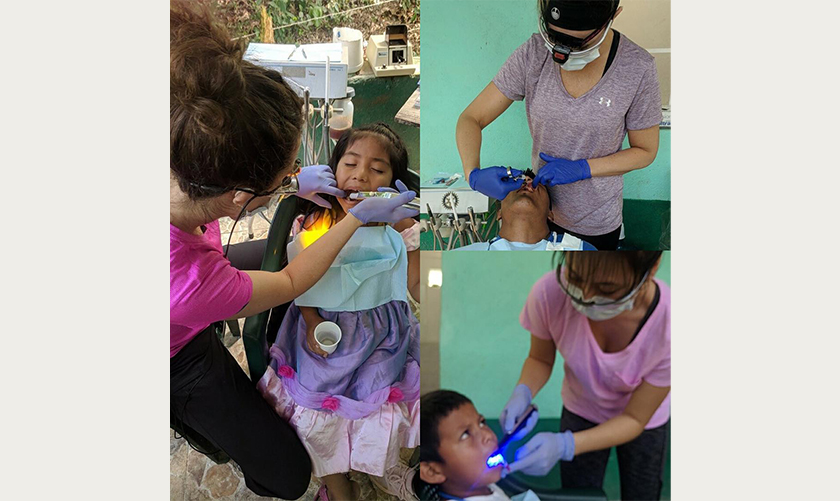 Collage of Doctor Chadbourne treating several child dental patients